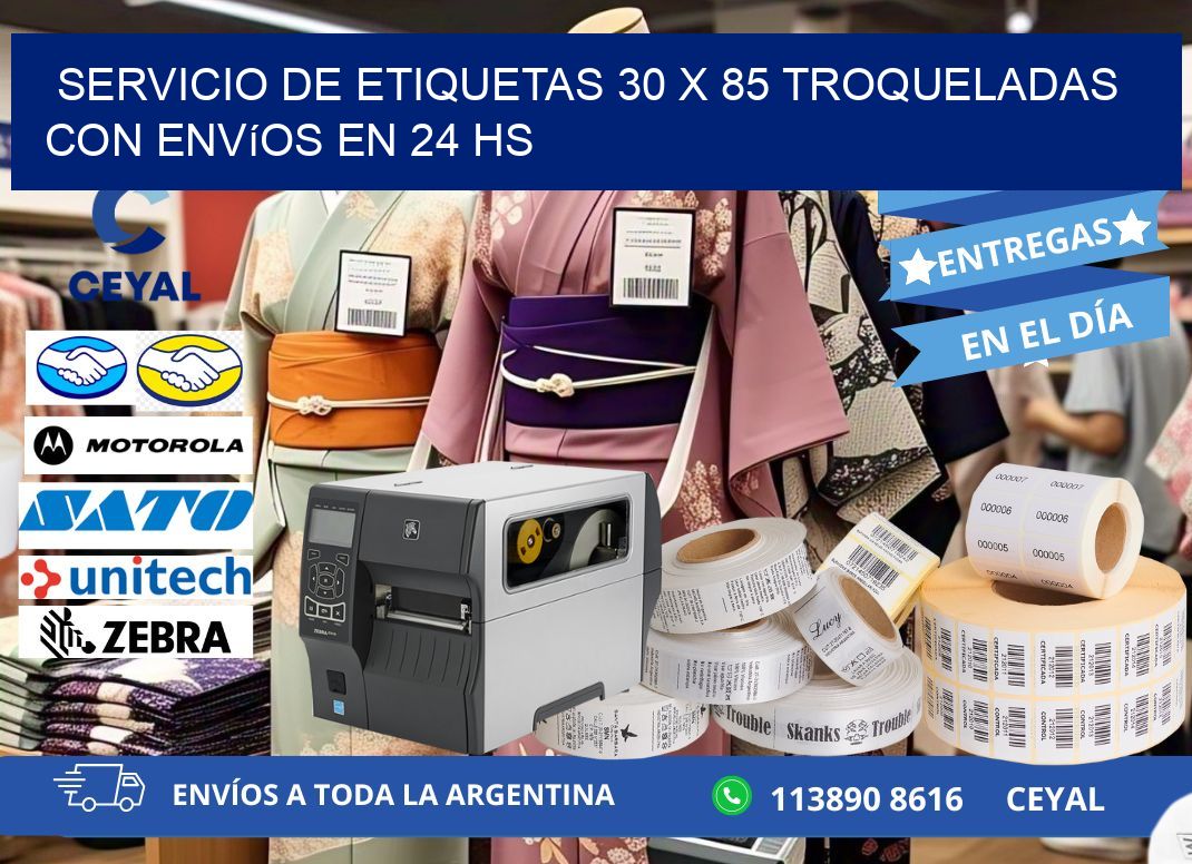 Servicio de etiquetas 30 x 85 troqueladas con envíos en 24 hs