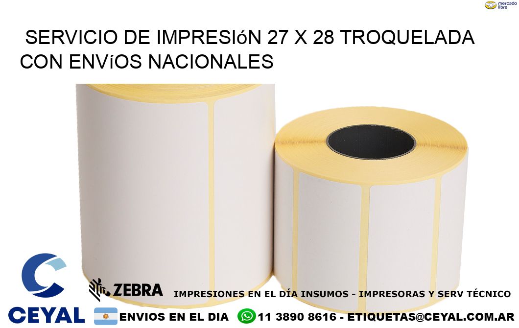 Servicio de impresión 27 x 28 troquelada con envíos nacionales