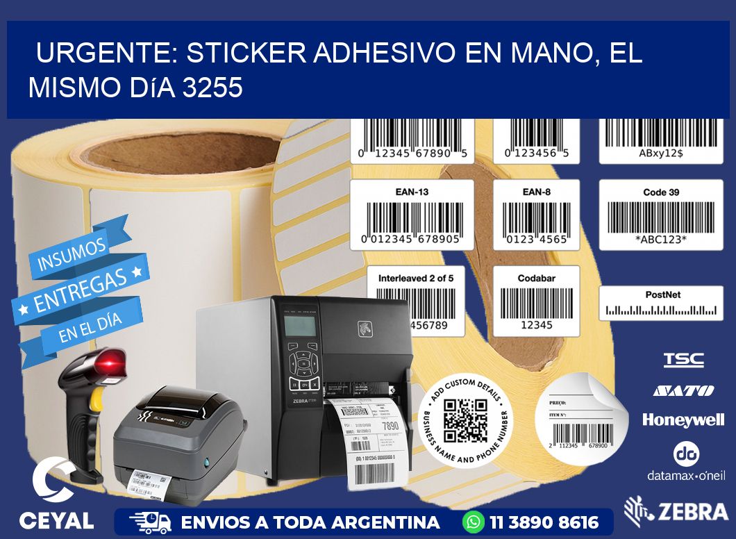 Urgente: Sticker adhesivo en Mano, el Mismo Día 3255