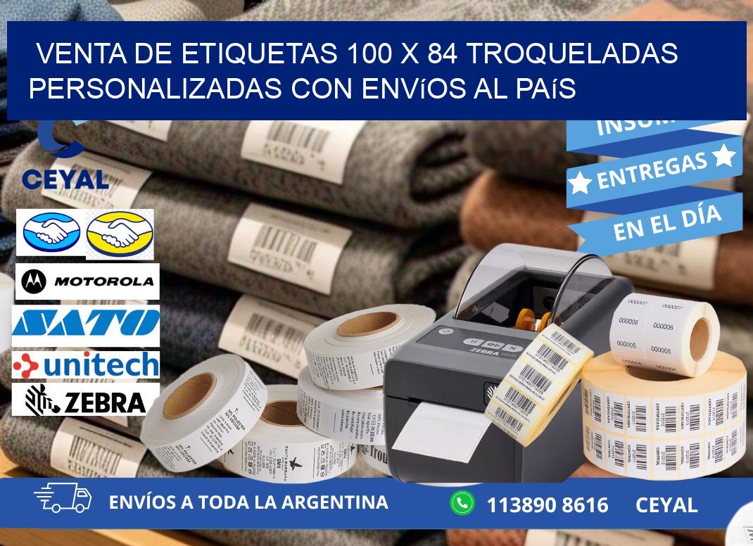 Venta de etiquetas 100 x 84 troqueladas personalizadas con envíos al país