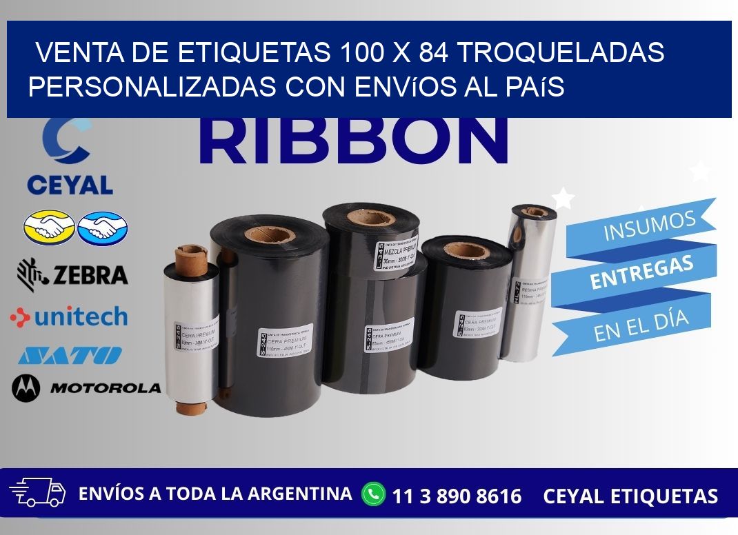 Venta de etiquetas 100 x 84 troqueladas personalizadas con envíos al país