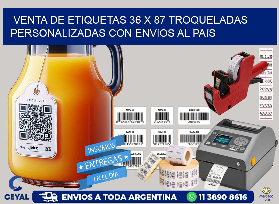 Venta de etiquetas 36 x 87 troqueladas personalizadas con envíos al país