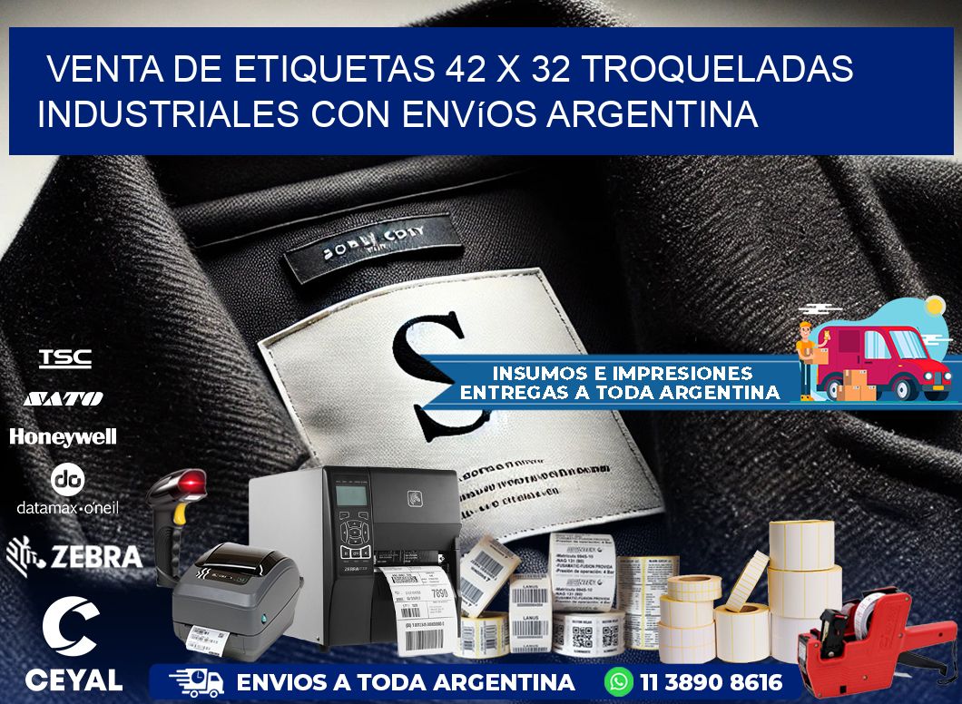 Venta de etiquetas 42 x 32 troqueladas industriales con envíos Argentina
