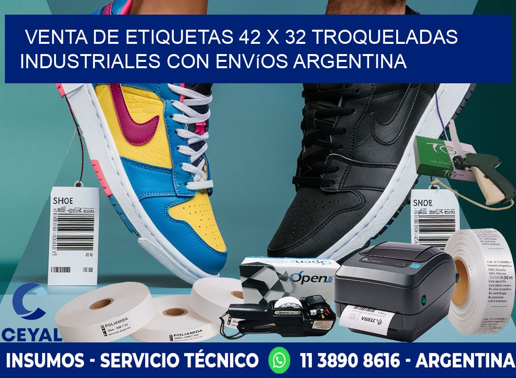 Venta de etiquetas 42 x 32 troqueladas industriales con envíos Argentina