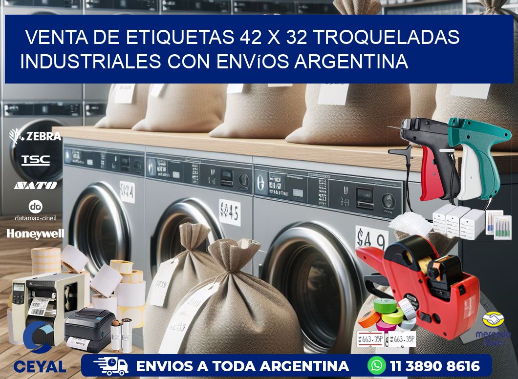 Venta de etiquetas 42 x 32 troqueladas industriales con envíos Argentina