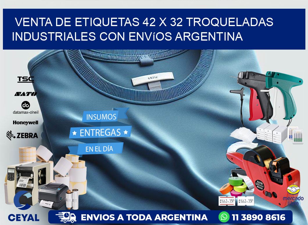Venta de etiquetas 42 x 32 troqueladas industriales con envíos Argentina