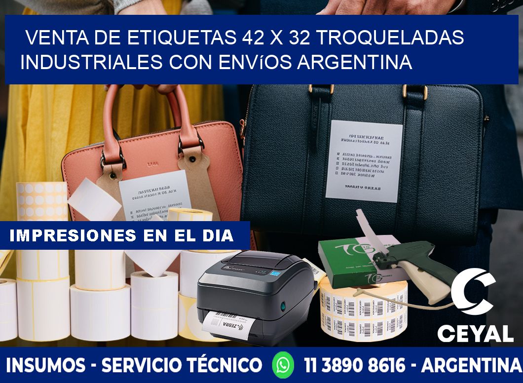 Venta de etiquetas 42 x 32 troqueladas industriales con envíos Argentina