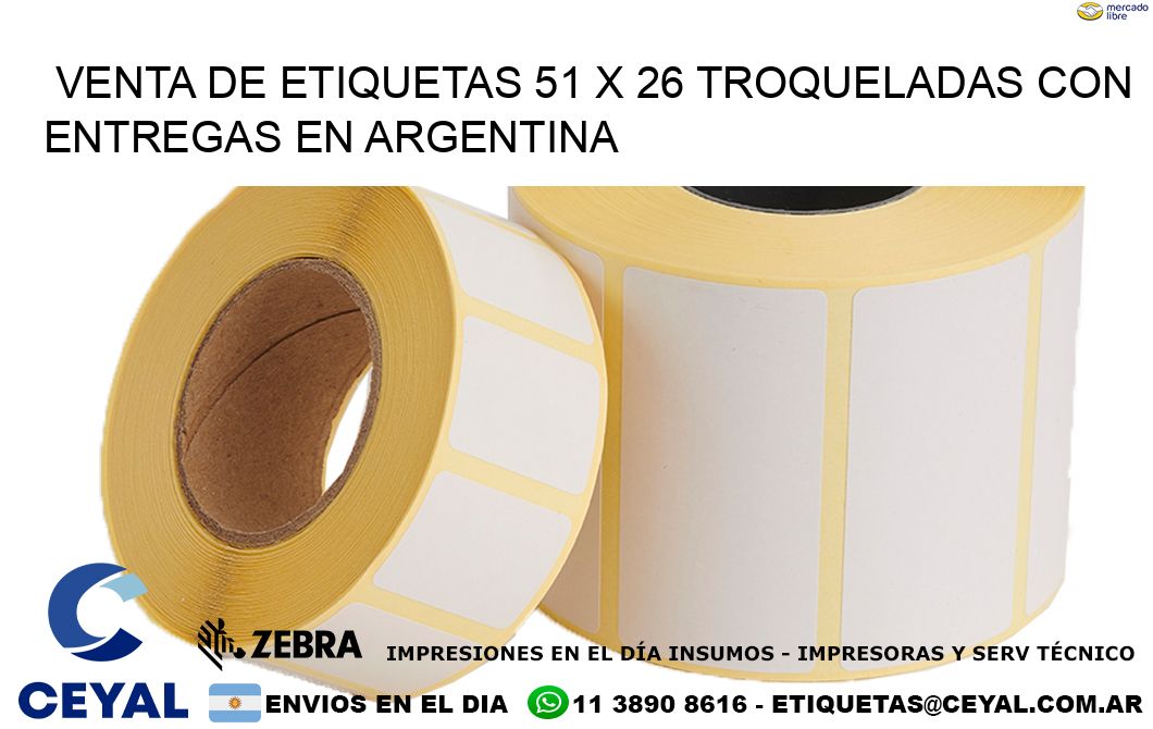 Venta de etiquetas 51 x 26 troqueladas con entregas en Argentina