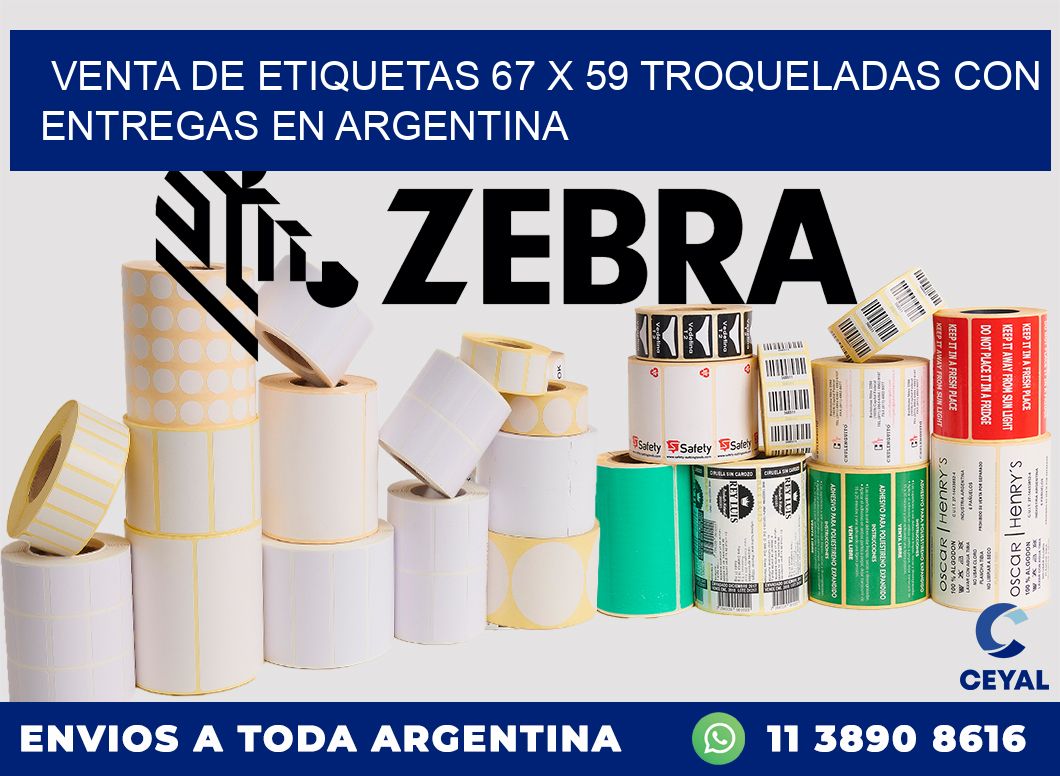 Venta de etiquetas 67 x 59 troqueladas con entregas en Argentina