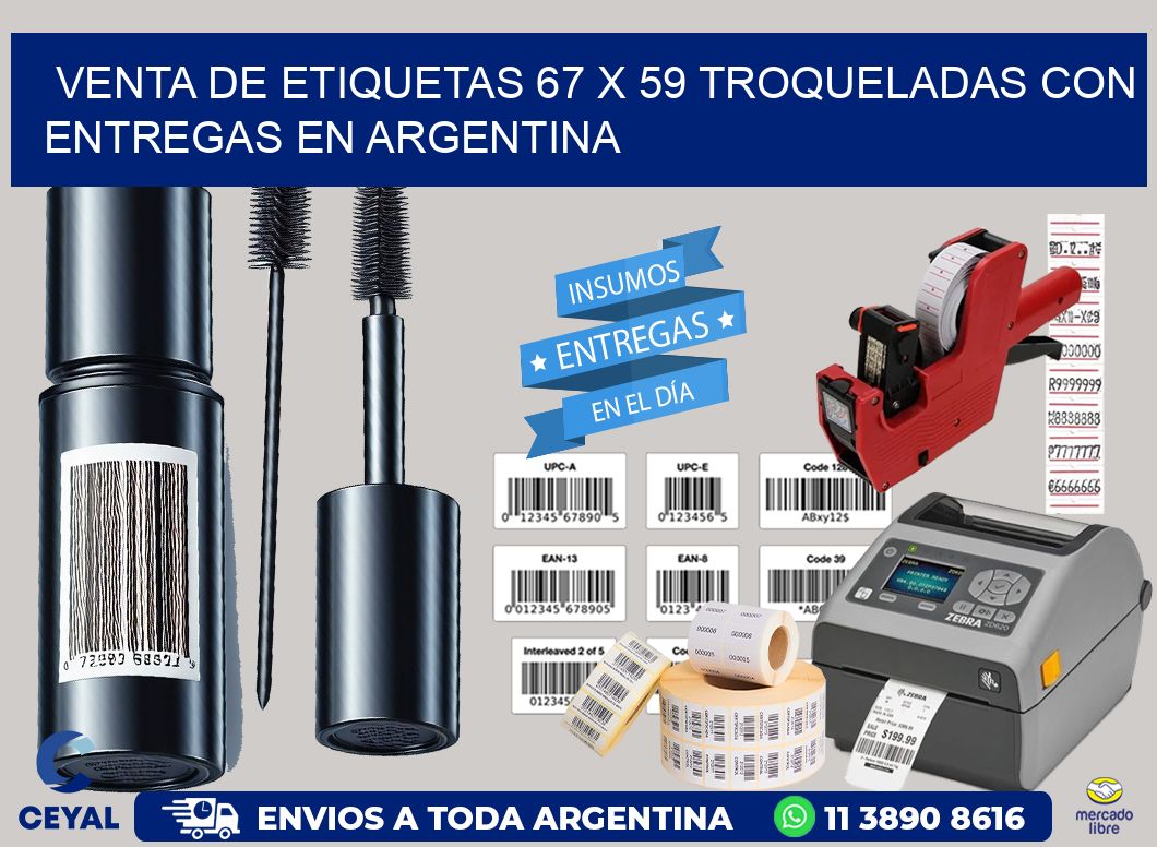 Venta de etiquetas 67 x 59 troqueladas con entregas en Argentina