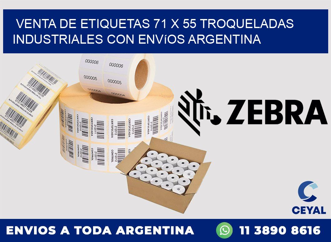 Venta de etiquetas 71 x 55 troqueladas industriales con envíos Argentina