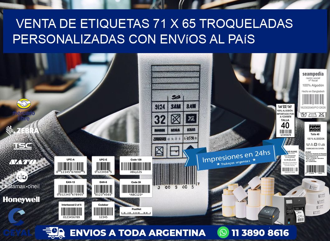 Venta de etiquetas 71 x 65 troqueladas personalizadas con envíos al país