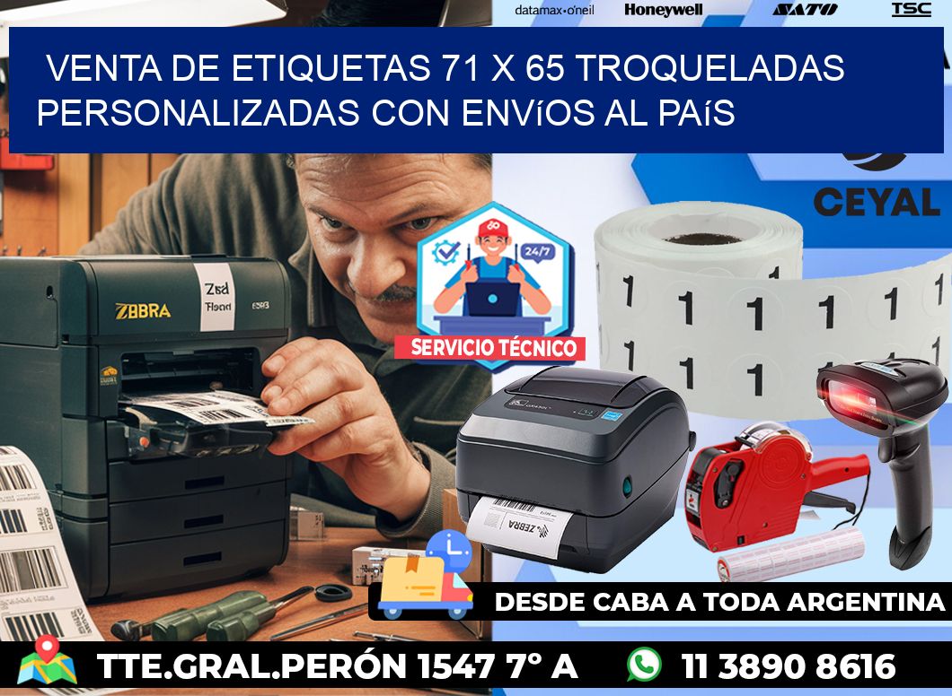 Venta de etiquetas 71 x 65 troqueladas personalizadas con envíos al país