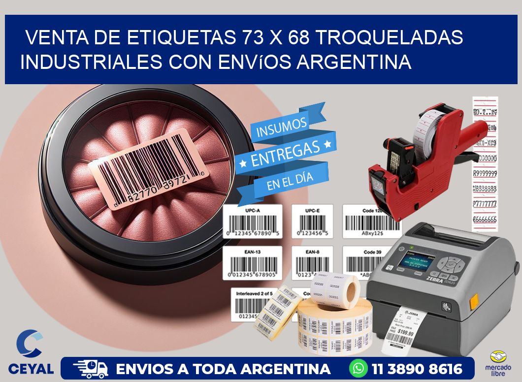 Venta de etiquetas 73 x 68 troqueladas industriales con envíos Argentina