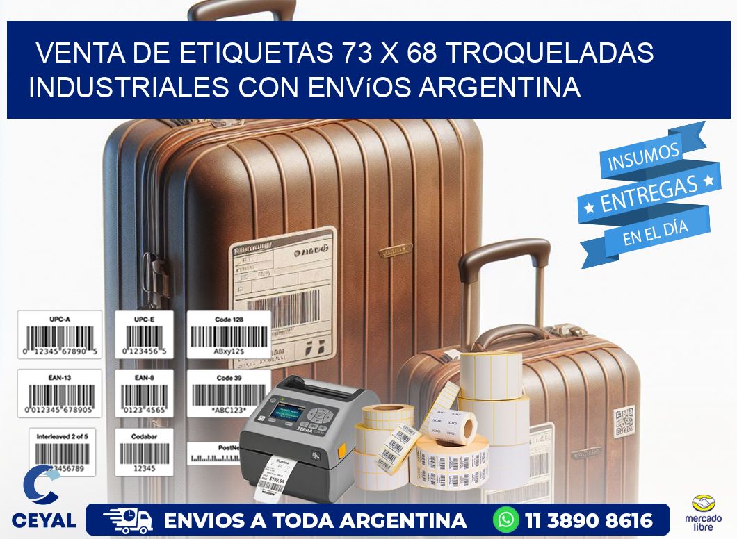 Venta de etiquetas 73 x 68 troqueladas industriales con envíos Argentina