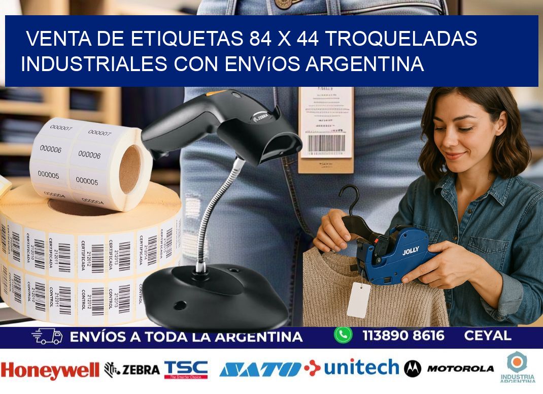 Venta de etiquetas 84 x 44 troqueladas industriales con envíos Argentina
