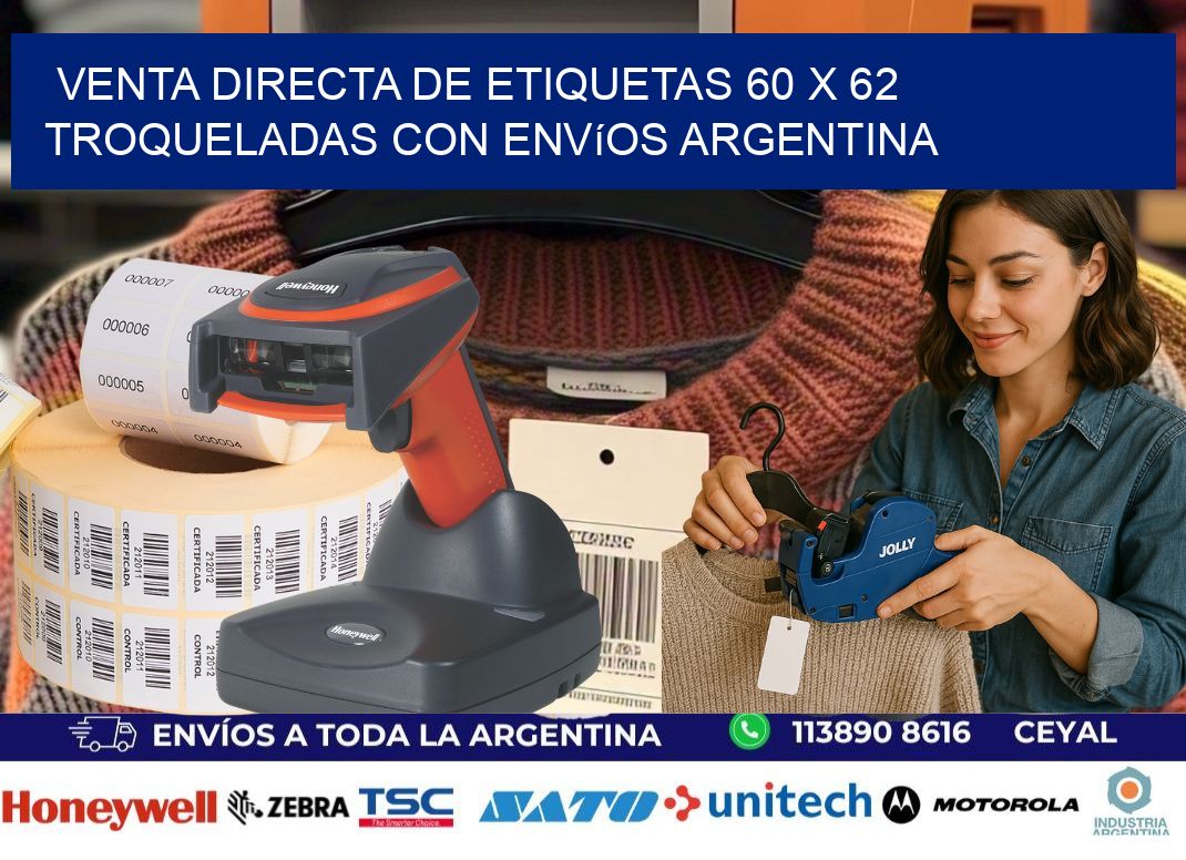 Venta directa de etiquetas 60 x 62 troqueladas con envíos Argentina