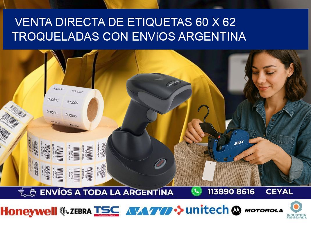 Venta directa de etiquetas 60 x 62 troqueladas con envíos Argentina