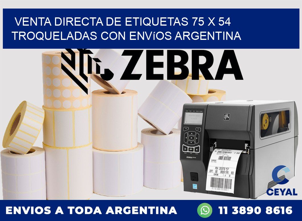 Venta directa de etiquetas 75 x 54 troqueladas con envíos Argentina
