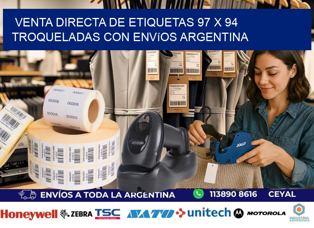 Venta directa de etiquetas 97 x 94 troqueladas con envíos Argentina