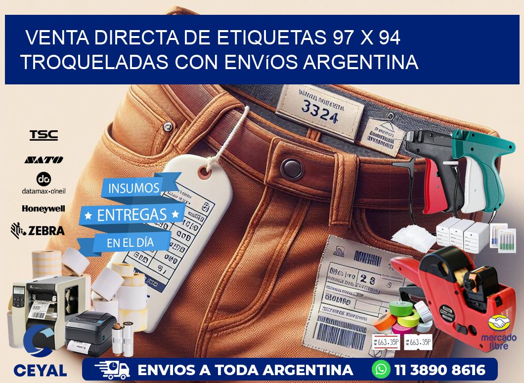 Venta directa de etiquetas 97 x 94 troqueladas con envíos Argentina