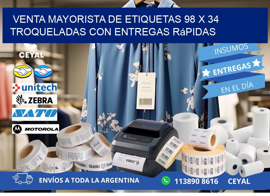 Venta mayorista de etiquetas 98 x 34 troqueladas con entregas rápidas