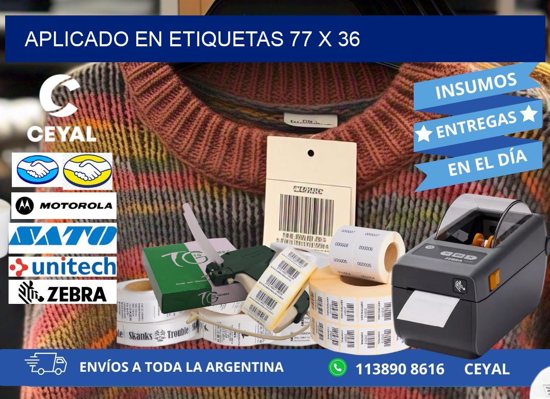 aplicado en etiquetas 77 x 36
