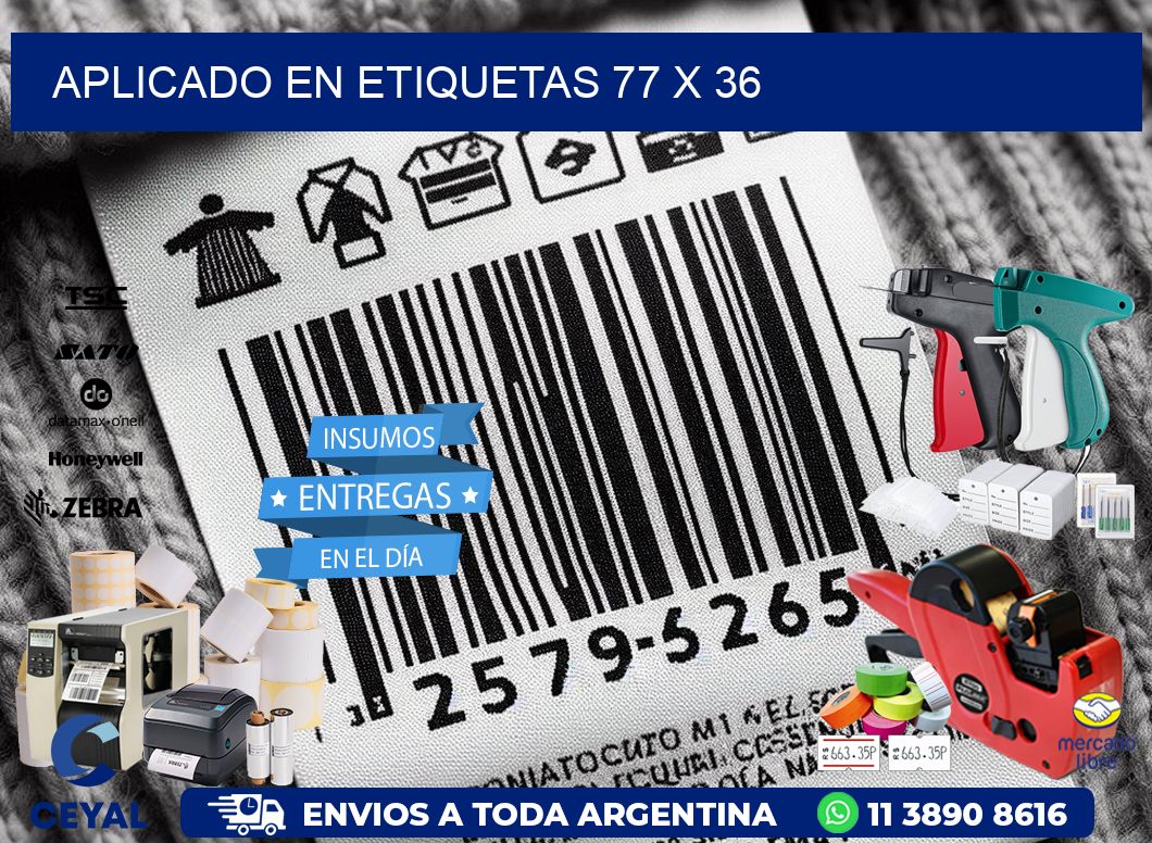 aplicado en etiquetas 77 x 36