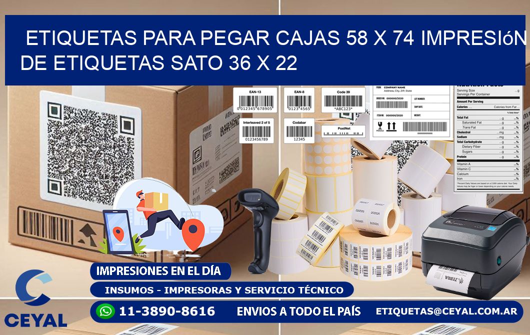etiquetas para pegar cajas 58 x 74 impresión de etiquetas sato 36 x 22