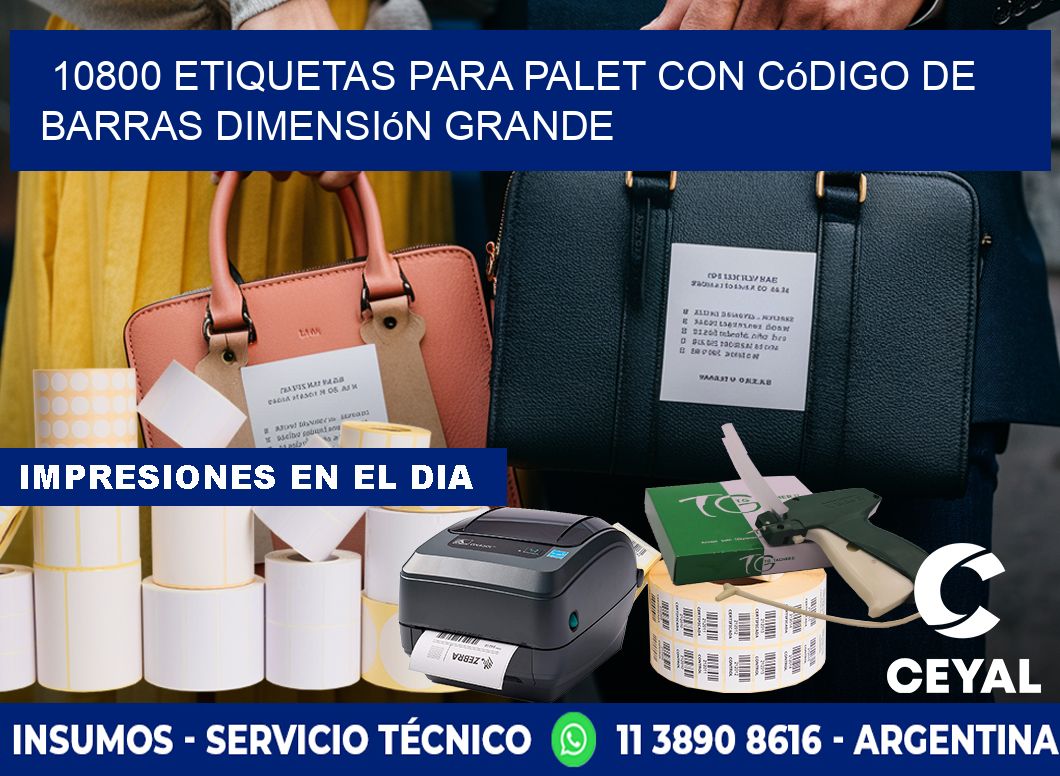 10800 etiquetas para palet con código de barras dimensión grande