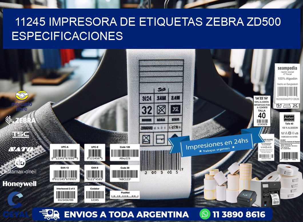 11245 impresora de etiquetas Zebra ZD500 especificaciones