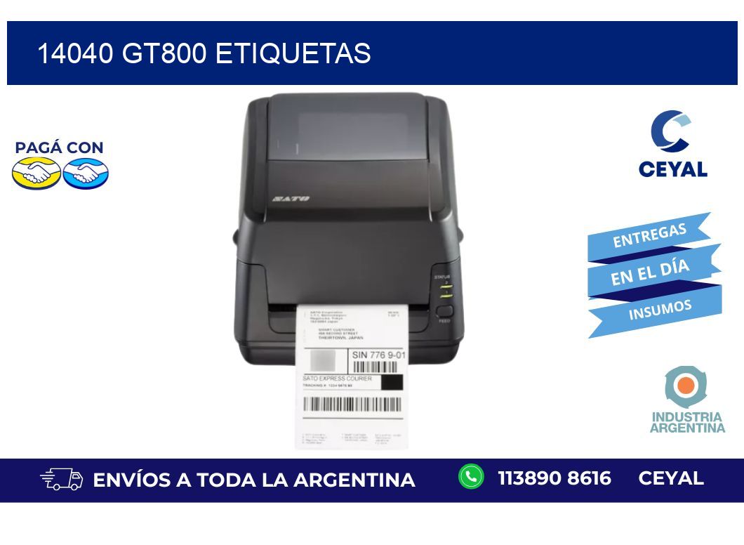 14040 GT800 etiquetas