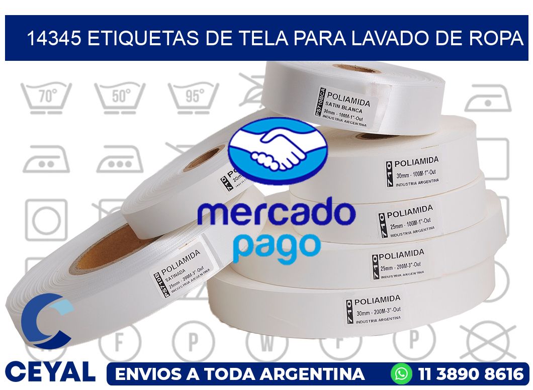 14345 Etiquetas de tela para lavado de ropa