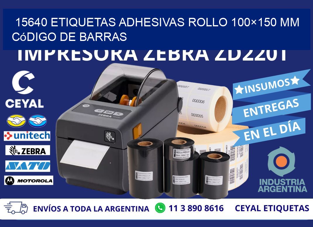 15640 etiquetas adhesivas rollo 100×150 mm código de barras