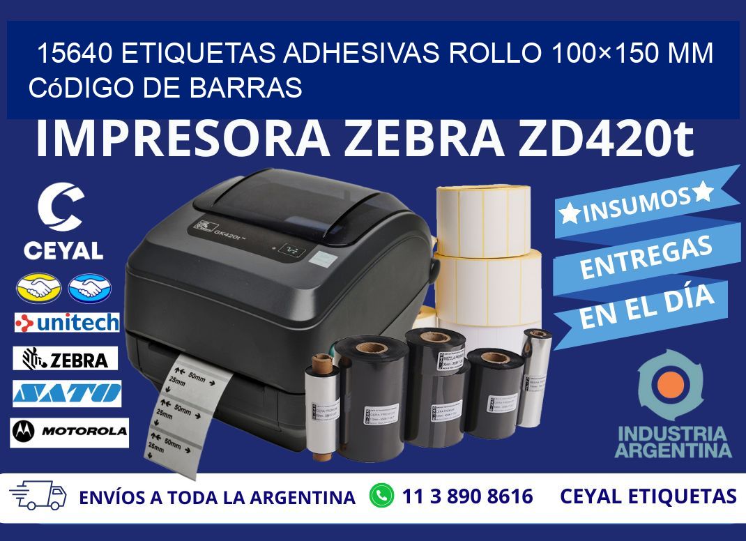 15640 etiquetas adhesivas rollo 100×150 mm código de barras