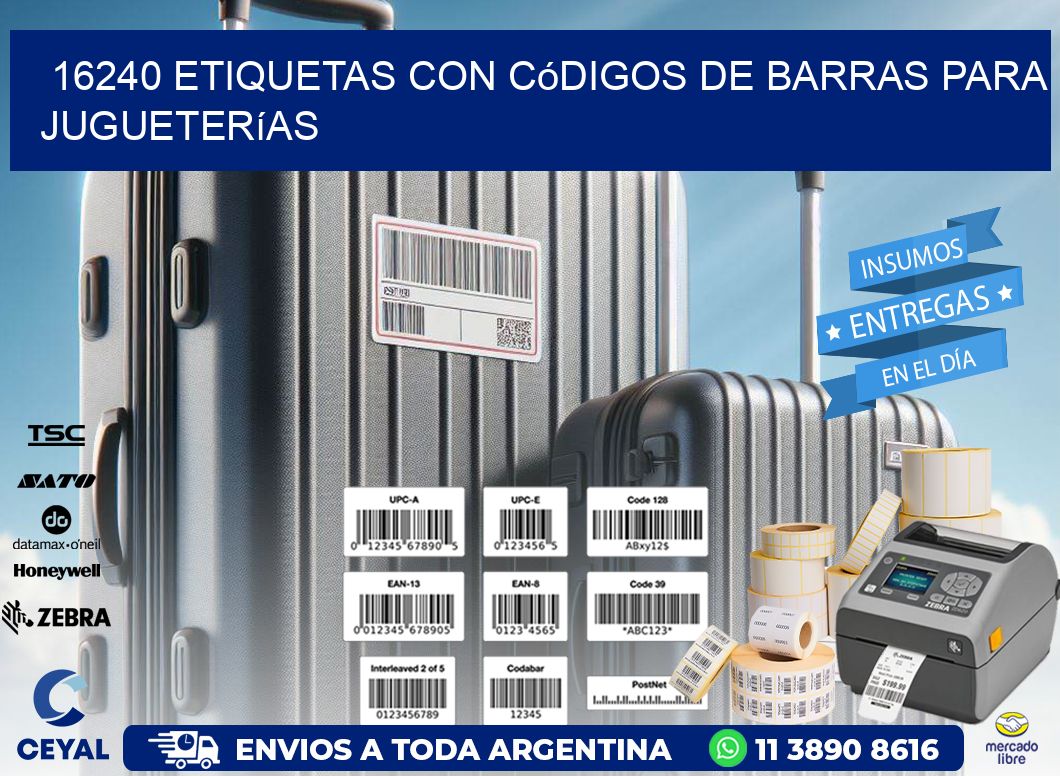 16240 etiquetas con códigos de barras para jugueterías