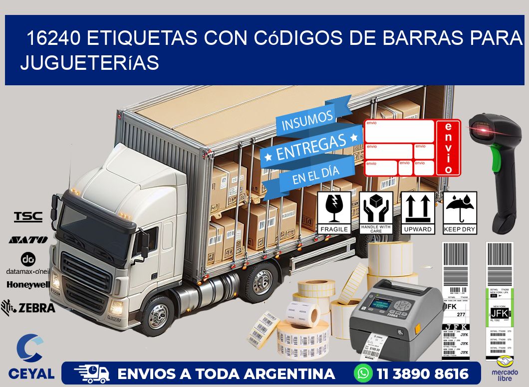 16240 etiquetas con códigos de barras para jugueterías