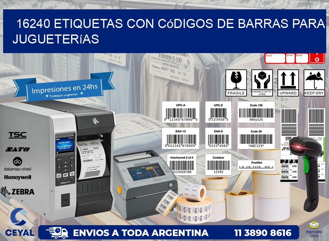 16240 etiquetas con códigos de barras para jugueterías