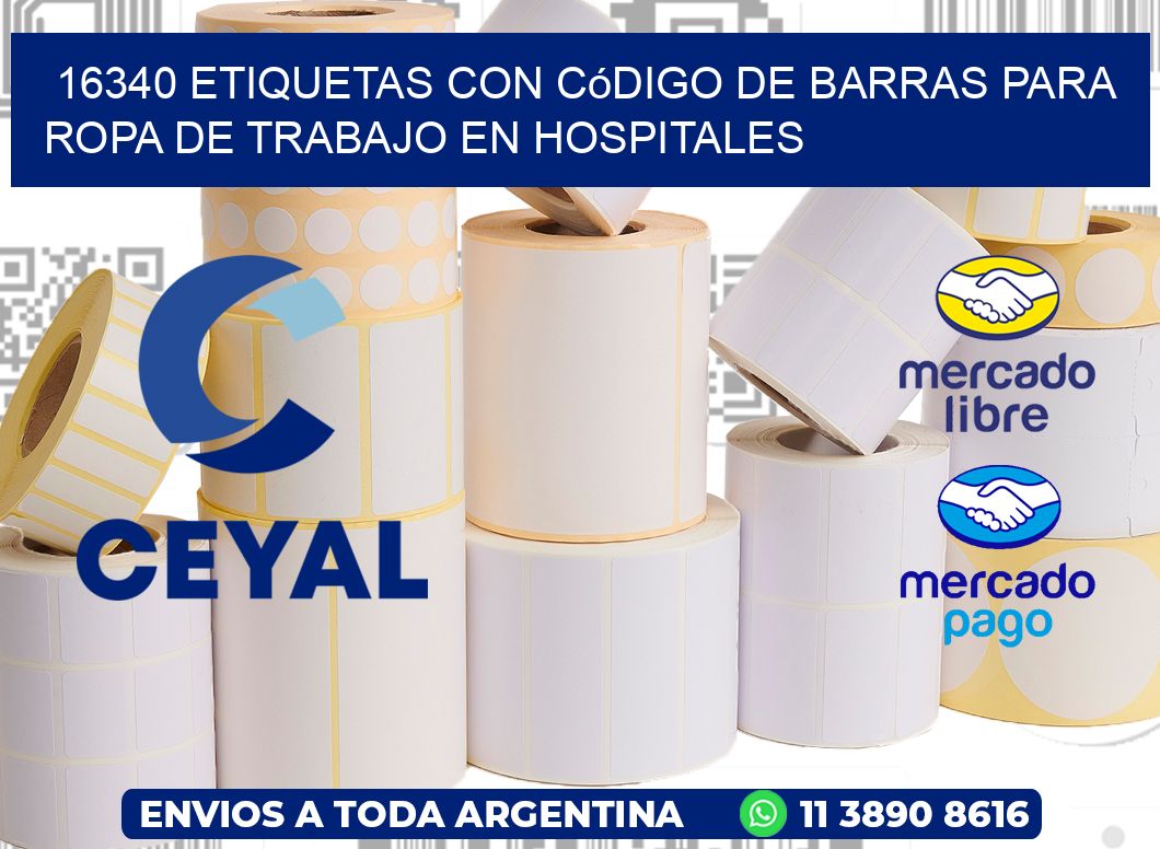 16340 Etiquetas con código de barras para ropa de trabajo en hospitales