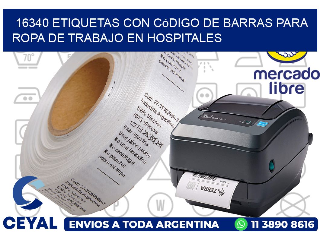 16340 Etiquetas con código de barras para ropa de trabajo en hospitales