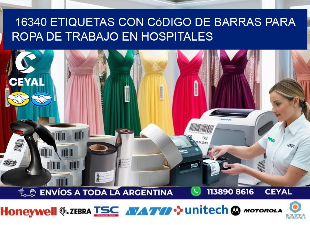 16340 Etiquetas con código de barras para ropa de trabajo en hospitales