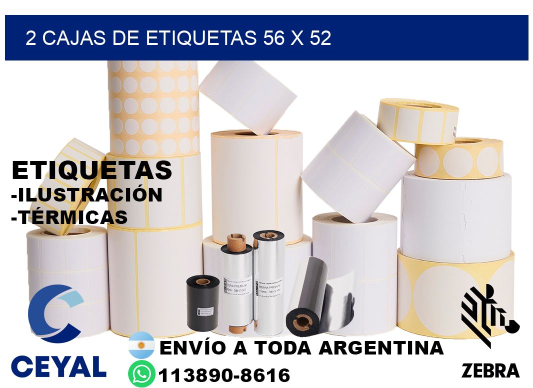 2 cajas de etiquetas 56 x 52