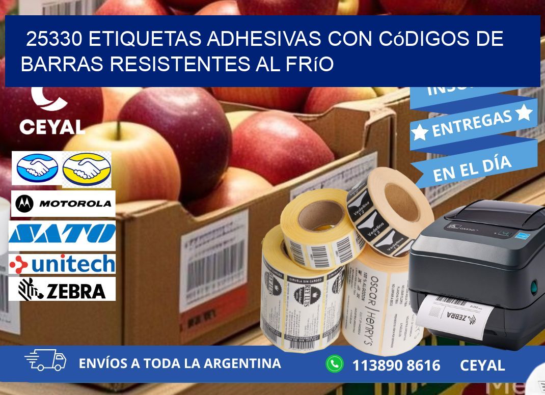 25330 Etiquetas adhesivas con códigos de barras resistentes al frío
