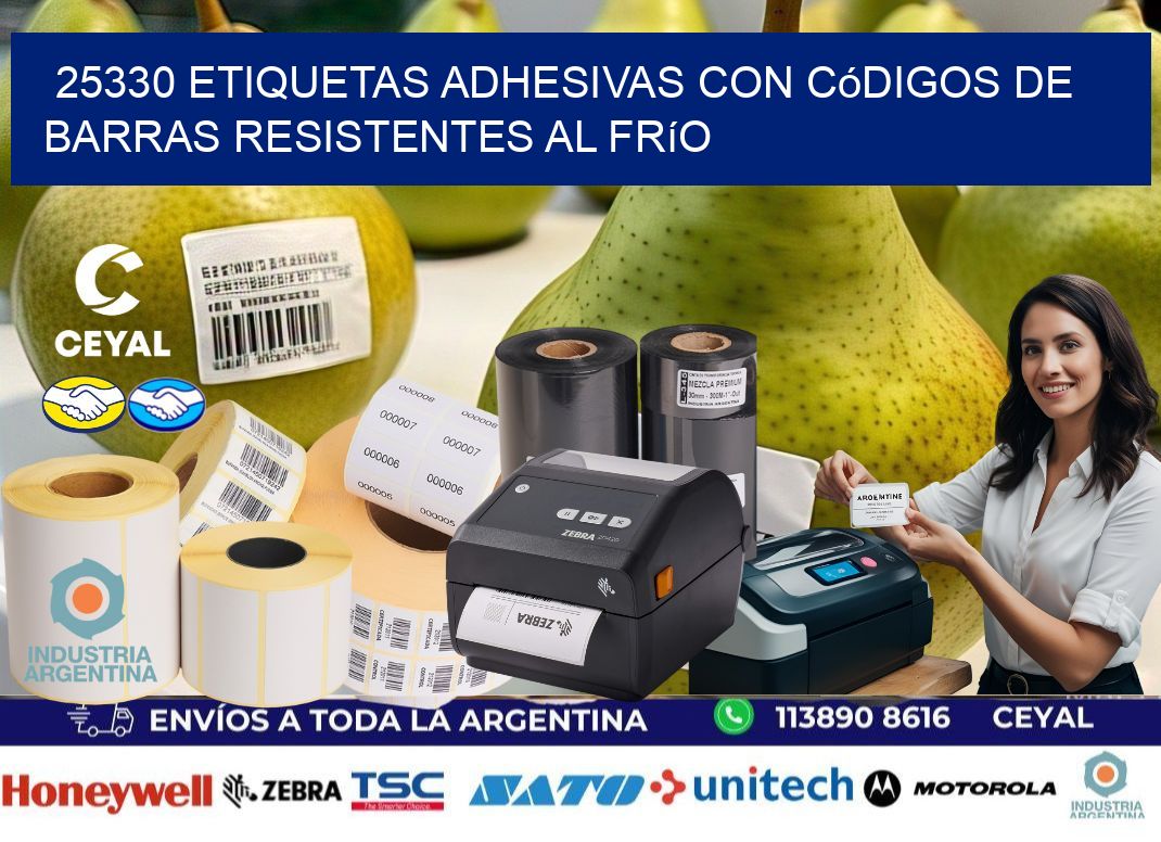 25330 Etiquetas adhesivas con códigos de barras resistentes al frío