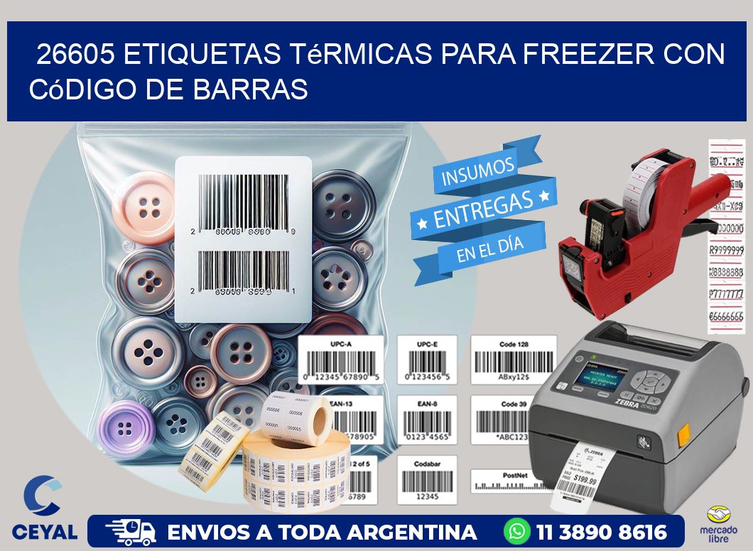 26605 etiquetas térmicas para freezer con código de barras