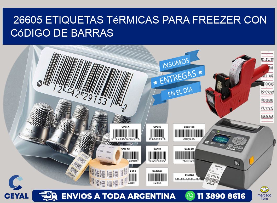 26605 etiquetas térmicas para freezer con código de barras