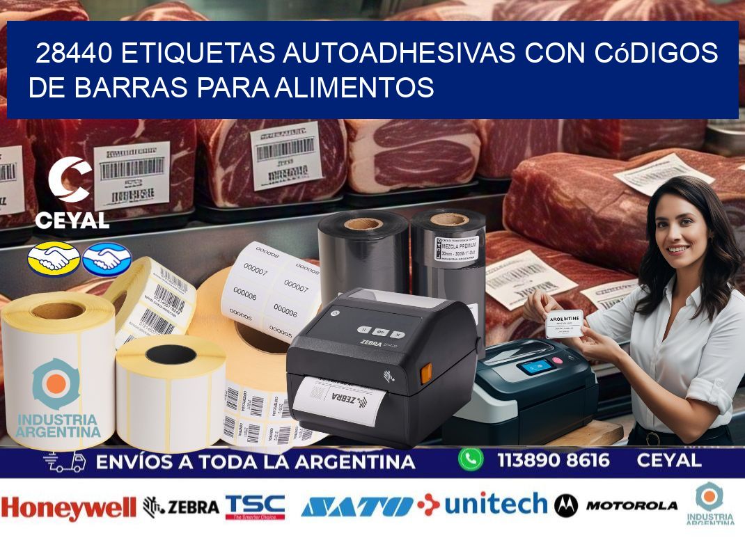 28440 Etiquetas autoadhesivas con códigos de barras para alimentos