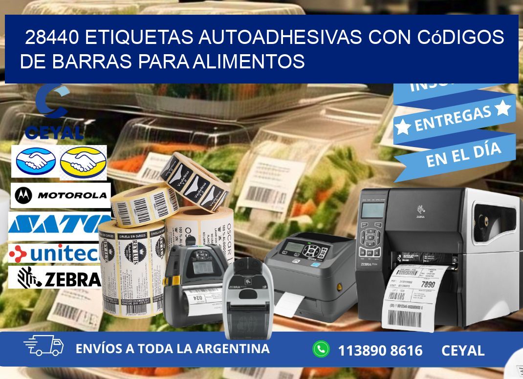 28440 Etiquetas autoadhesivas con códigos de barras para alimentos