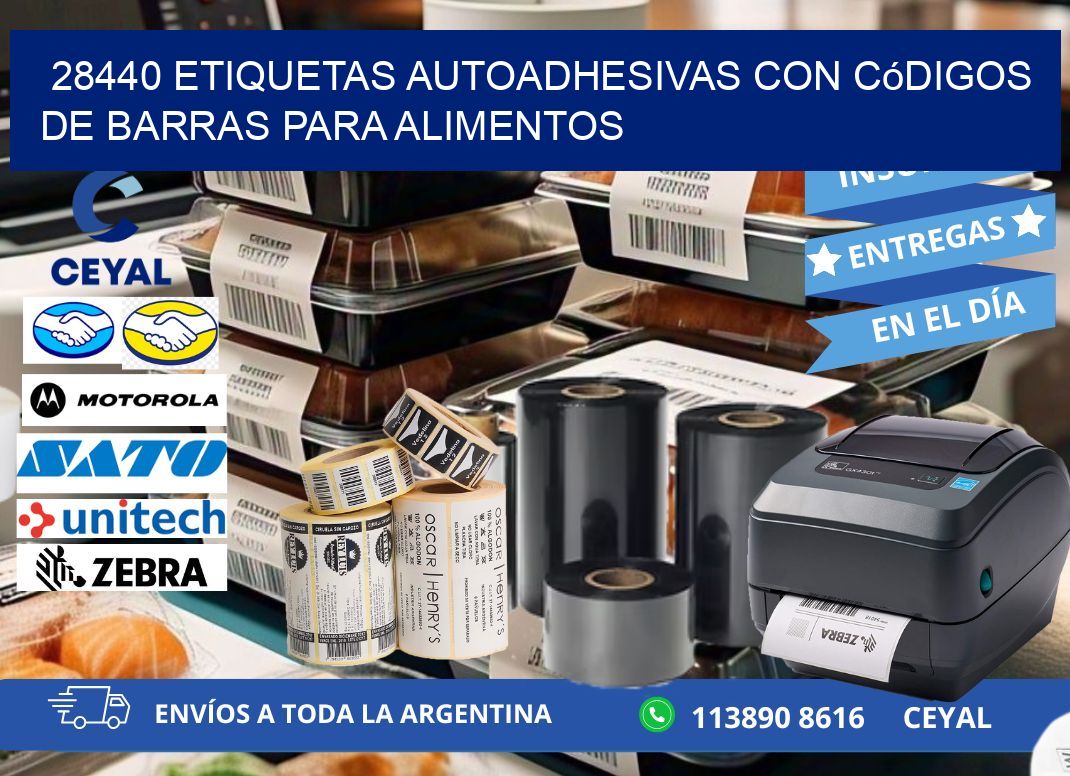 28440 Etiquetas autoadhesivas con códigos de barras para alimentos