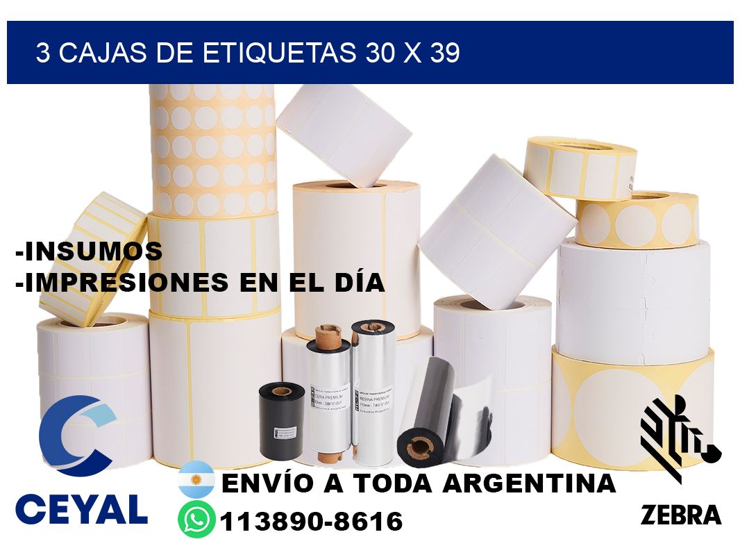 3 cajas de etiquetas 30 x 39